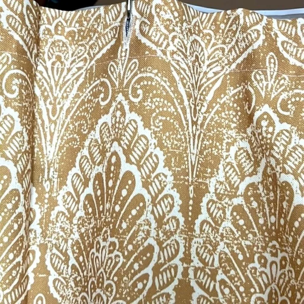Mustard and Cream Floral Abstract Shower Curtain 72” by 72”